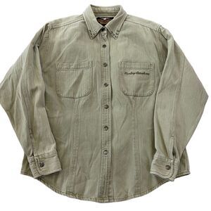 VINTAGE WOMENS HARLEY DAVIDSON SNAP BUTTON UP‎ LONG SLEEVE SIZE LARGE